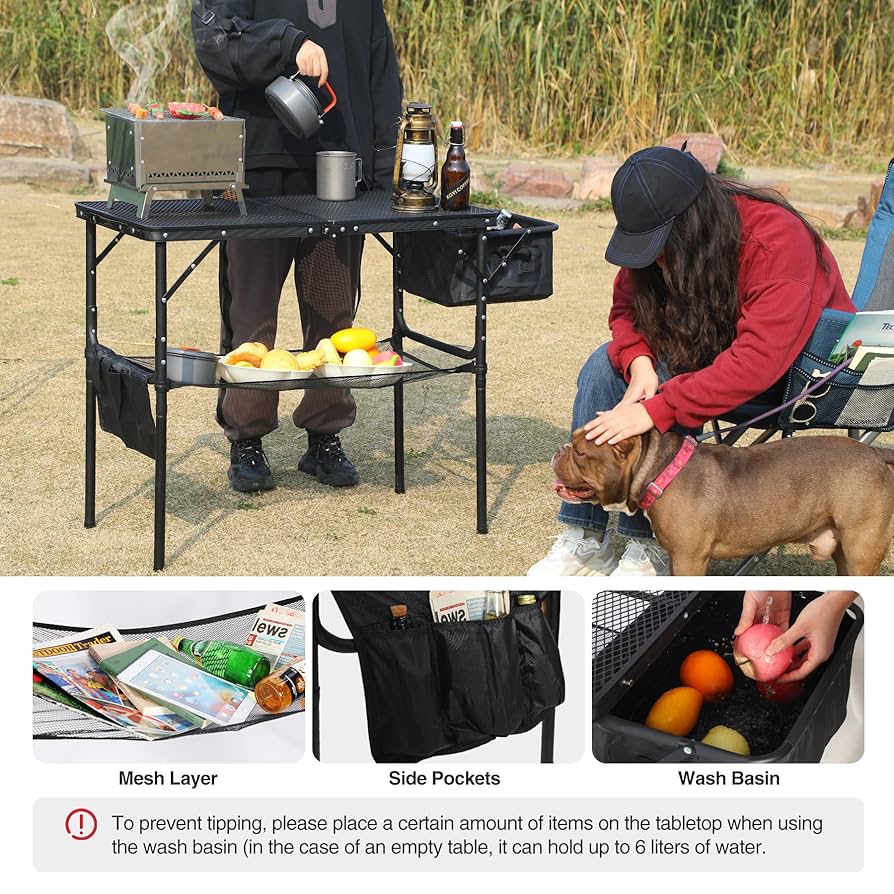 Amazon.com : REDCAMP Folding Portable Grill Table with Sink